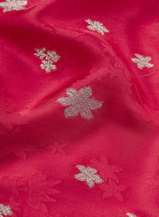 Pure Viscose Satin Dark Pink Color With Jacquard Butti Dyed Fabric
