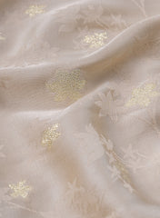Pure Viscose Satin Greyish Color With Jacquard Butti Dyed Fabric