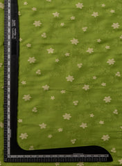 Pure Viscose Satin Forest Green Color With Jacquard Butti Dyed Fabric