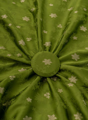 Pure Viscose Satin Forest Green Color With Jacquard Butti Dyed Fabric