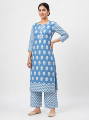 Pure Cotton Cambric Blue Color Mix & Match Fabric.