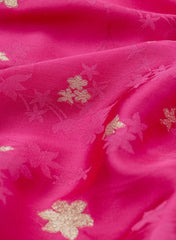 Pure Viscose Satin Rani Pink Color With Jacquard Butti Dyed Fabric