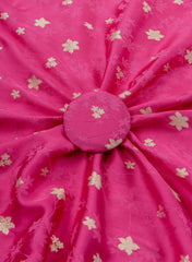 Pure Viscose Satin Rani Pink Color With Jacquard Butti Dyed Fabric