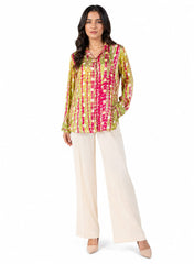 Lime Candy - Floral Shibori Modal Satin Fusion Shirt