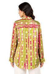 Lime Candy - Floral Shibori Modal Satin Fusion Shirt