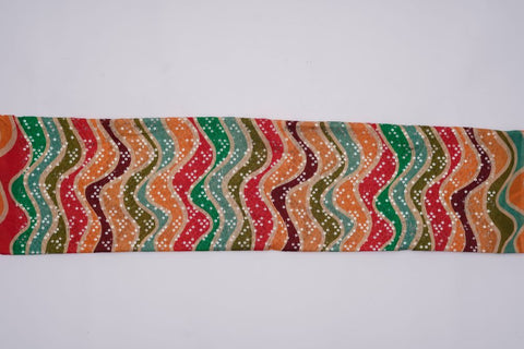 (Pre Cut- 2.5 Meter)Multicolor Embroidered Pure Chinnon Fabric