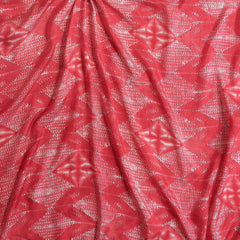 (Pre Cut 2.5Meter)Red Chevron Pattern Table Print Pure Muslin Fabric