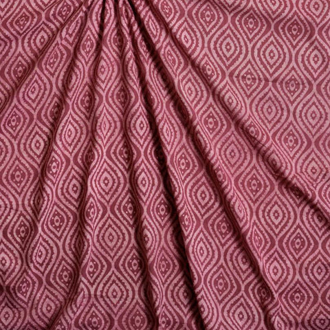 (Pre cut-1.5 Meter) Mauve Geometric Pattern Dabu Hand Block Print Cotton Cambric Fabric