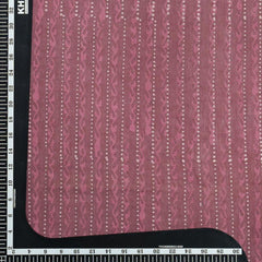 (Pre cut-2.5Meter) Dark Mauve Dotted Lines Dabu Hand Block Print Cotton Cambric Fabric