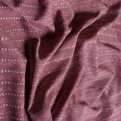 (Pre cut-2.5Meter) Dark Mauve Dotted Lines Dabu Hand Block Print Cotton Cambric Fabric