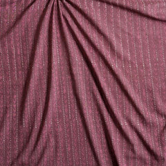 (Pre cut-2.5Meter) Dark Mauve Dotted Lines Dabu Hand Block Print Cotton Cambric Fabric