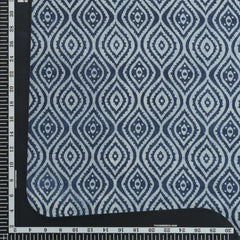 (Pre cut-2.5 Meter)  Indigo Geometric Pattern Dabu Hand Block Print Cotton Cambric Fabric