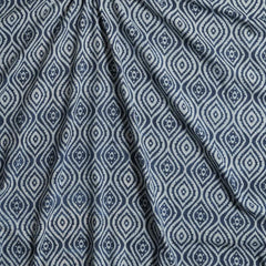 (Pre cut-2.5 Meter)  Indigo Geometric Pattern Dabu Hand Block Print Cotton Cambric Fabric