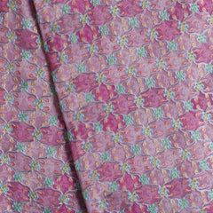 Pink Resham Embroidery Position Print Pure Organza Fabric