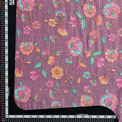 Mauve Floral Embroidery With Sequins Placement Print Pure Chinon Chiffon Fabric