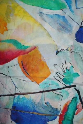 (Pre cut-1.5 meter) Multi Color Abstract Pattern Digital Print Pure Muslin Fabric.