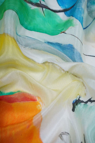 (Pre cut-1.5 meter) Multi Color Abstract Pattern Digital Print Pure Muslin Fabric.