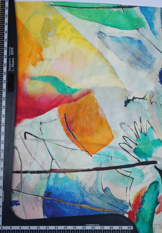 (Pre cut-1.5 meter) Multi Color Abstract Pattern Digital Print Pure Muslin Fabric.