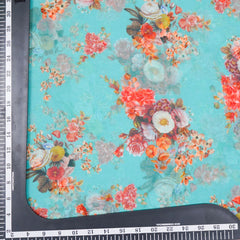 Rama Blue Floral Digital Print Pure Organza Fabric